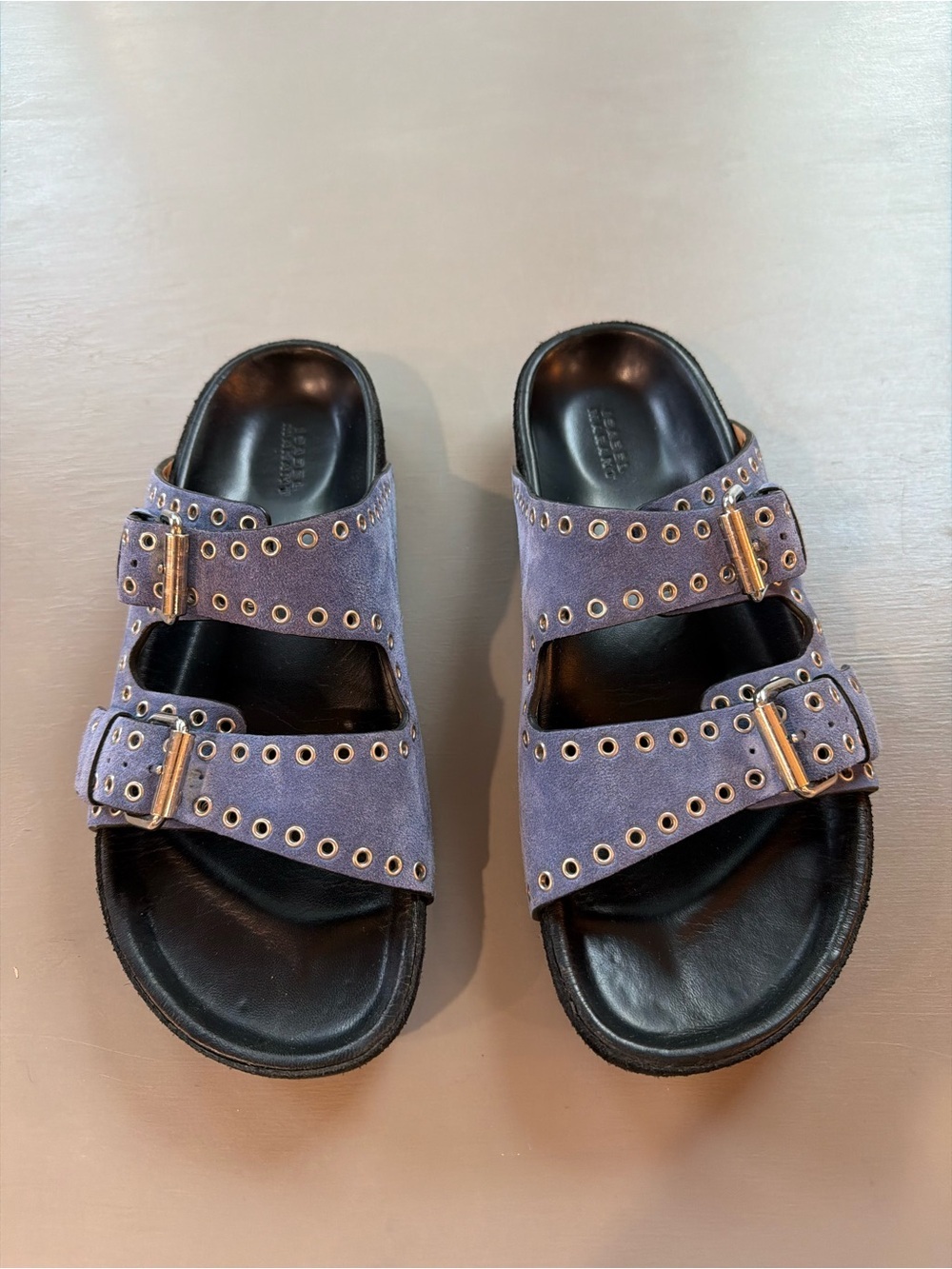 Isabel Marat Lennyo Suede Dual-Buckle Sandals - Size 8.5